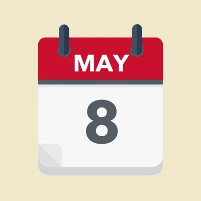 Calendar icon showing 8th May