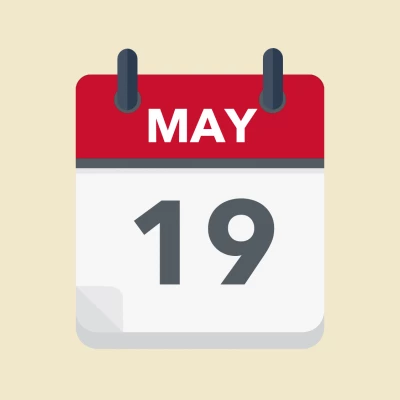 Calendar icon showing 19th May
