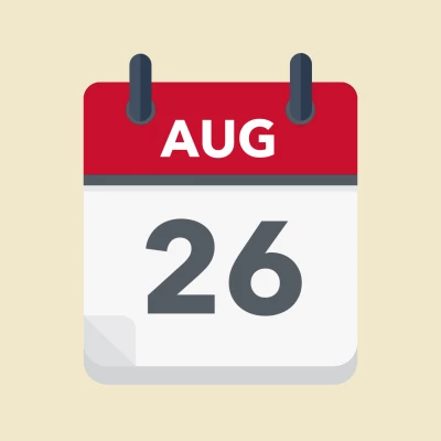 Calendar icon showing 26th August